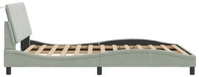 Estrutura de cama c/ luzes LED 140x190 cm veludo cinzento-claro
