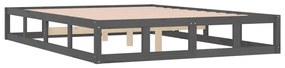 Estrutura de cama casal 135x190 cm madeira maciça cinzento