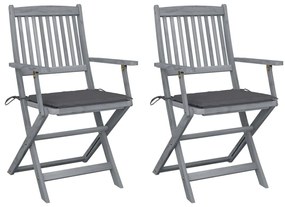vidaXL Cadeiras exterior dobráveis c/ almofadões 2 pcs acácia maciça