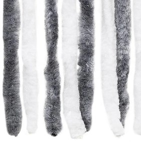 Cortina anti-insetos 100x220 cm chenille cinzento e branco