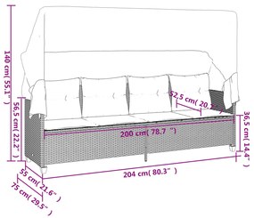 5 pcs conjunto de sofás p/ jardim com almofadões vime PE bege