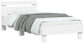 Estrutura de cama com cabeceira e luzes LED 90x200 cm branco