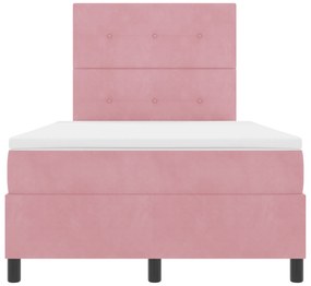 Cama Box Spring com Colchão Rosa 120x200 cm Veludo
