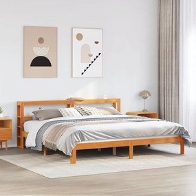 Cama sem colchão 180x200 cm pinho maciço castanho-mel