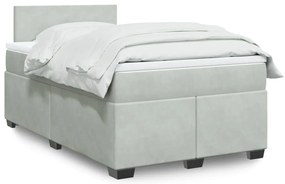 Cama boxspring c/ colchão 120x200 cm veludo cinzento-claro