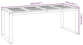 Conj. jantar p/ jardim 9 pcs madeira de acácia maciça e metal