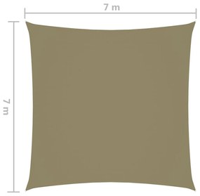 Para-sol estilo vela tecido oxford quadrado 7x7 m bege