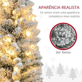 Árvore de Natal Árvore de Natal artificial nevada de 150 cm com 120 luzes LED 263 ramos e suporte metálico Árvore de Natal para sala verde e branca