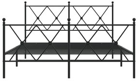 Estrutura de cama com cabeceira e pés 140x190 cm metal preto