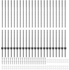 Postes de Cerca 44 pcs U-Channel Cinza 180 cm Aço