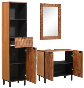 vidaXL Conjuntos de Banheiro com gaveta 3 pcs Acácia Marrom Winish