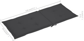 Cadeiras de jardim dobráveis c/ almofadões 3 pcs acácia maciça