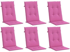 Almofadões cadeira de encosto alto 6 pcs tecido rosa