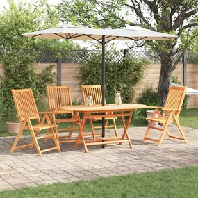 vidaXL Conjunto de Jantar ao Ar Livre 5 pcs Madeira Natural Grande