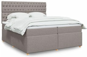 vidaXL Cama com molas/colchão 200x200 cm tecido castanho-acinzentado