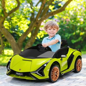 Carro elétrico para crianças bateria de 12 V Lamborghini com controlo remoto Luzes LED Música MP3 Buzina 108 x 64 x 41 cm Verde