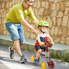 Bicicleta sem pedais para crianças dos 18 aos 36 meses, bicicleta de equilíbrio com 4 rodas para aprender a andar Castanho