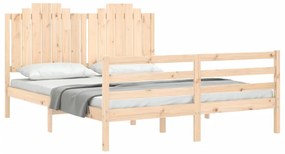 Estrutura de cama com cabeceira 160x200 cm madeira maciça