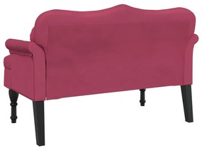 Banco com almofadões 120,5x65x75 cm veludo vermelho tinto