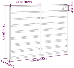 Armário Vitrine Madeira Velha 100x8,5x75 cm Madeira Engenheirada
