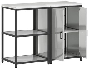 Conjunto de Armazenamento de Cozinha com prateleira 2 pcs Prata