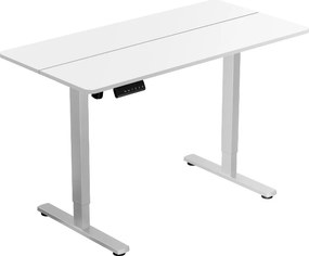 Secretária elétrica ergonómica 120 x 60 x 73-118 cm com 3 ajustes de memória e proteção anticolisão branca