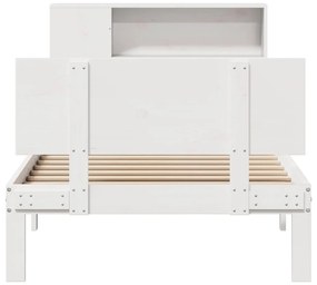 Cama com estante sem colchão 100x200 cm pinho maciço branco