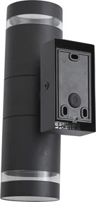 Candeeiro de parede exterior moderno preto 2 luzes IP44 - Dubbla