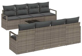 Conjunto de Sofá de Jardim vidaXL 9 Peças com Almofadas Cinzento Vime