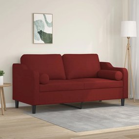 vidaXL Sofá 2 lug. c/ almofadas/almofadões 140cm tecido vermelho tinto