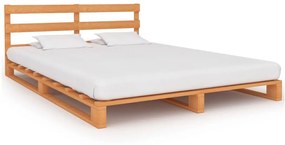 Estrutura de cama em paletes pinho maciço 200x200 cm castanho