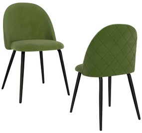 vidaXL Cadeiras de jantar 2 pcs tecido verde