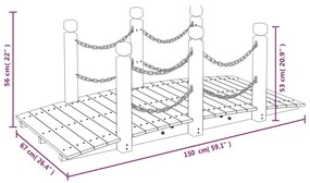 Ponte jardim c/ corrimões em corrente 150x67x56 cm abeto maciço