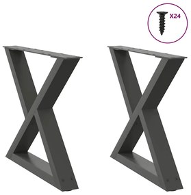 vidaXL Pés para mesa de centro 2 peças antracite 60x(42-43,3) cm aço