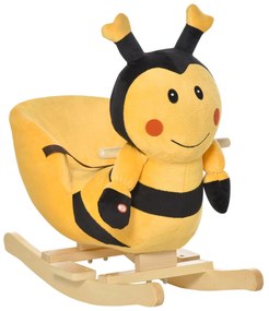 HOMCOM Animal de Baloiço para Crianças em Forma de Abelha em Madeira de Choupo com Música 60x33x45 cm Amarelo e Preto | Aosom Portugal