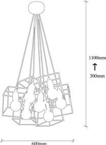 Chandelier Fellini – Preto e Cobre – 40 x 60 cm