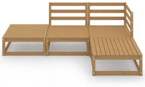 4 pcs conjunto lounge de jardim pinho maciço castanho mel