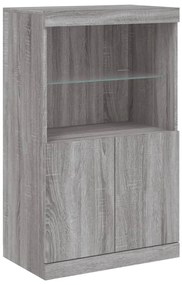 Aparador com luzes LED 60,5x37x100 cm cinzento sonoma