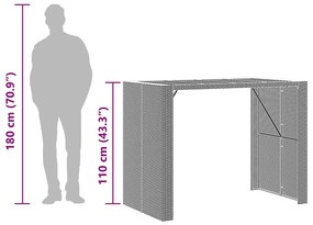 5 pcs conj. bar jardim sem almofadões vime PE/acácia cinzento