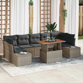 vidaXL Conjunto de Jantar de Jardim de 8 Peças com Almofadas Cinza
