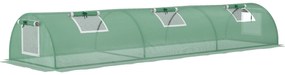 Outsunny Estufa de Jardim Túnel 5 Janelas Enroláveis Lona PP 140 g / ㎡ Estrutura Metálica Epóxi 300x80x45 cm Verde | Aosom Portugal