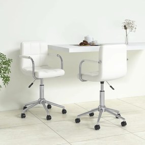 vidaXL Cadeiras de jantar giratórias 2 pcs couro artificial branco