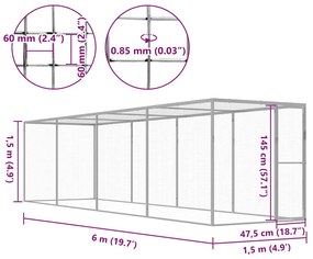 Jaula para gatos 6x1,5x1,5 m aço galvanizado