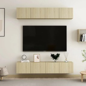 Móveis TV 4 pcs 80x30x30cm derivados de madeira carvalho sonoma