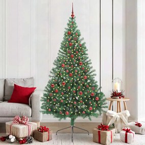 vidaXL Árvore de Natal Artificial Pré-iluminada Verde 210 cm PVC