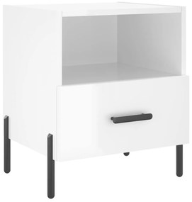 Mesas de cabeceira 2pcs derivados de madeira branco brilhante