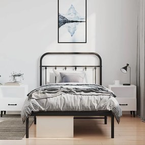 Estrutura de cama com cabeceira 100x190 cm metal preto