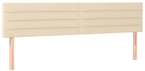 Cabeceira de cama c/ luzes LED tecido 160x5x78/88 cm cor creme