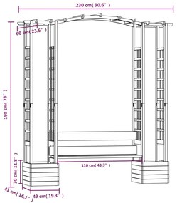 Pérgola de jardim com banco e vasos pinho maciço impregnado