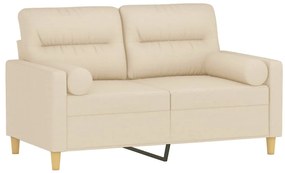 Sofá 2 lugares + almofadas decorativas 120 cm tecido cor creme